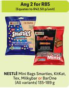 Nestle Mini Bags Smarties, Kitkat, Tex, milkybar Or Barone (All Variants)-For Any 2 x 135g-189g