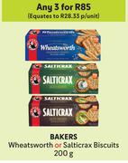 Bakers Wheatworth Or Salticrax Biscuits-For Any 3 x 200g