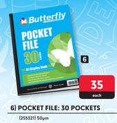 Butterfly Pocket File 30 Pockets-Each