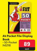 Flip File A4 Pocket File Display Book 50 Pocket-Each