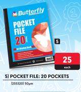 Butterfly Pocket File 20 Pockets-Each