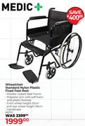 Medic+ Wheelchair With Standard Nylon Plastic Fixed Feet Rest 82710