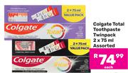 Colgate Total Toothpaste Twinpack Assorted-2 x 75ml Each
