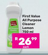 First Value All Purpose Cleaner (Lemon)-750ml Each
