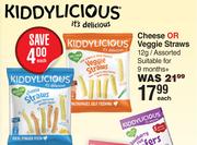 Kiddylicious Cheese Or Veggie Straws Assorted-12g Each