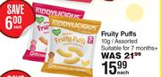 Kiddylicious Fruity Puffs Assorted-10g Each