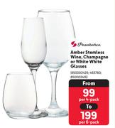 Pasabahce Amber Stemless Wine, Champagne Or White Glasses (Per 4 Pack)