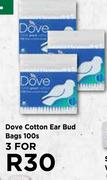 Dove Cotton Ear Bud Bags 100s Pack-For 3 