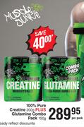 Muscle Junkie 100% Pure Creatine 200g Plus Glutamine Combo Pack 150g-Per Pack