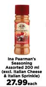 Ina Paarman's Seasoning Assorted (Excl.Italian Cheese & Italian Sprinkle)-200ml Each