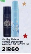 Yardley Male Or Female Deodorant Assorted-For 2 x 90ml/125ml