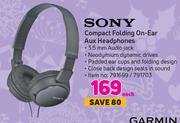 Sony Compact Folding On Ear Aux Headphones-Each