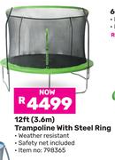 Bounceking 12 Ft (3.6m) Trampoline With Steel Ring