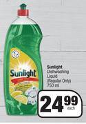 Sunlight Dishwashing Liquid Regular Only-750ml Each