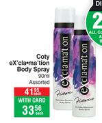 Coty Exclamation Body Spray Assorted-90ml Each