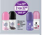 Shower To Shower Or Playgirl Roll On Assorted-For 2 x 50ml