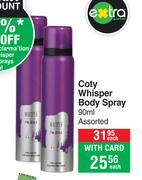 Coty WhisperBody Spray Assorted-90ml Each
