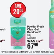 Mitchum Powder Fresh Clear Gel Deodorant Assorted-63g