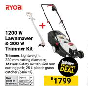 Ryobi 1200W Lawnmower & 300W Trimmer Kit