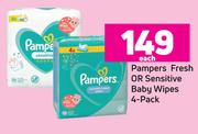 Pampers Fresh Or Sensitive Baby Wipes 4 Pack-Each