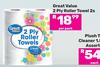 Great Value 2 Ply Roller Towel-2s Per Pack