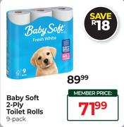 Baby Soft 2-Ply Toilet Rolls-9's Pack