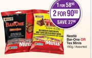 Nestle Bar-One Or Tex Minis Assorted-For 2 x 180g