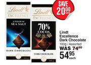 Lindt Excellence Dark Chocolate Assorted-100g Each