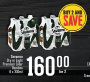 Savanna Dry Or Light Premium Cider Handies-For 2 x 6 x 330ml