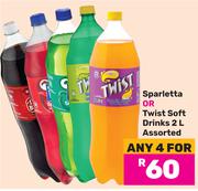 Sparletta Or Twist Soft Drinks Assorted-For 4 x 2L