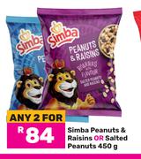 Simba Peanuts & Raisins Or Salted Peanuts-For 2 x 450g