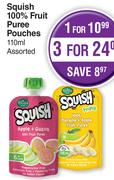 Squish 100% Fruit Puree Pouches Assorted- For 1 x 110ml