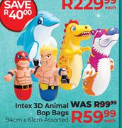 Intex 3D Animal Bop Bags 94x61cm Assorted-Each
