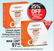 Lifestyle Health Vitamin C Fizzy 1000mg Value Pack 3 x 10 Effervescent Tablets Assorted-Each