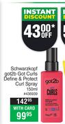 Schwarzkopf Got2b Got Curls Define & Protect Curl Spray-150ml