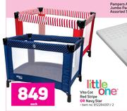 Little One Vito Cot (Red Stripe Or Navy Star)-Each