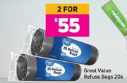 Great Value Refuse Bags-For 2 x 20's Pack