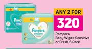 Pampers Baby Wipes (Sensitive Or Fresh)-For Any 2 x 6 Pack