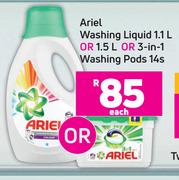 Ariel Washing Liquid 1.1L Or 1.5L Or 3 In 1 Washing Pods 14's Pack-Each