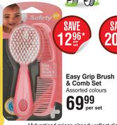 Safety 1st Easy Grip Brush & Comb Set Assorted Colours-Per Set