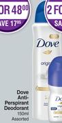 Dove Anti Perspirant Deodorant Assorted-150ml