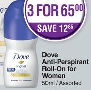 Dove Anti Perspirant Roll On For Women Assorted-50ml