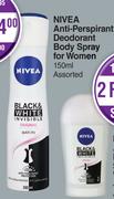 Nivea Anti Perspirant Deodorant Body Spray For Women Assorted-150ml