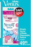 Gillette Simply Venus 3 Blade Disposable Razors 5 Pack-Per Pack