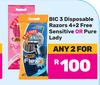BIC 3 Disposable Razors 4+2 Free (Sensitive Or Pure Lady)-For Any 2