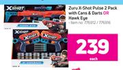 Zuru X-Shot Pulse 2 Pack With Cans & Darts Or Hawk Eye-Each