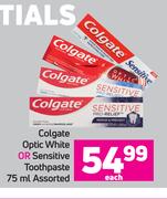 Colgate Optic White Or Sensitive Toothpaste Assorted-75ml Each