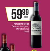 Porcupine Ridge Cabernet Sauvignon, Merlot Or Syrah-750ml Each