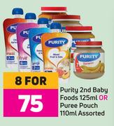 Purity 2nd Baby Foods 125ml Or Puree Pouch 110ml Assorted-For 8
