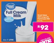 Great Value UHT Long Life Full Cream Milk-6 x 1L